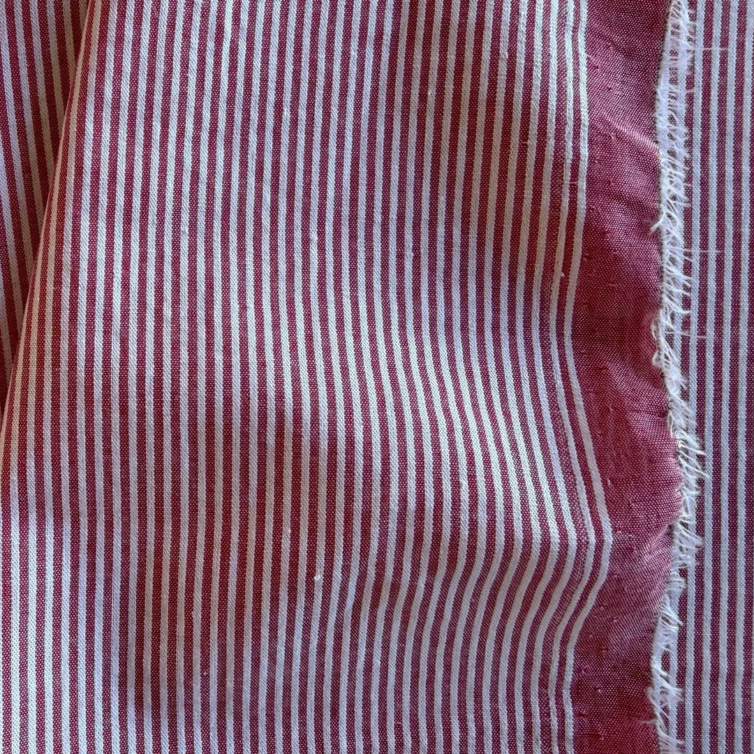 Classic Striped Sporty Red & White Cotton Seersucker