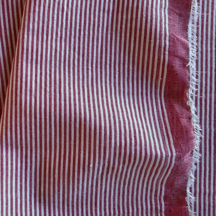 Classic Striped Sporty Red & White Cotton Seersucker