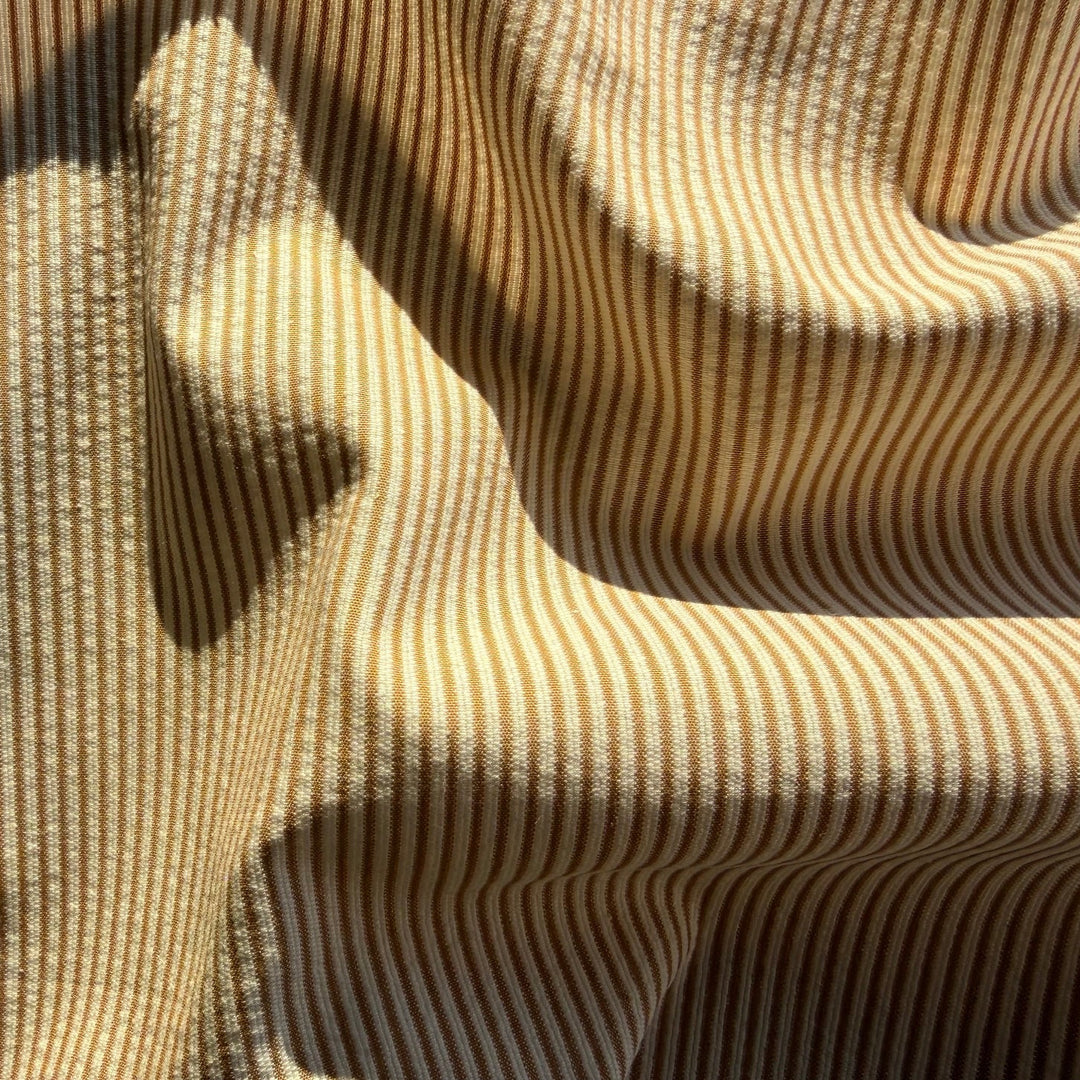 Summery Butterscotch Striped Cotton Seersucker