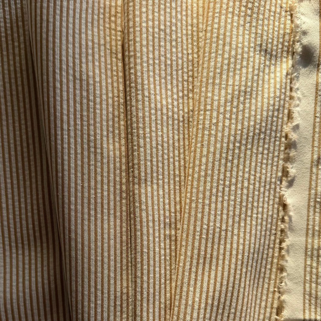 Summery Butterscotch Striped Cotton Seersucker