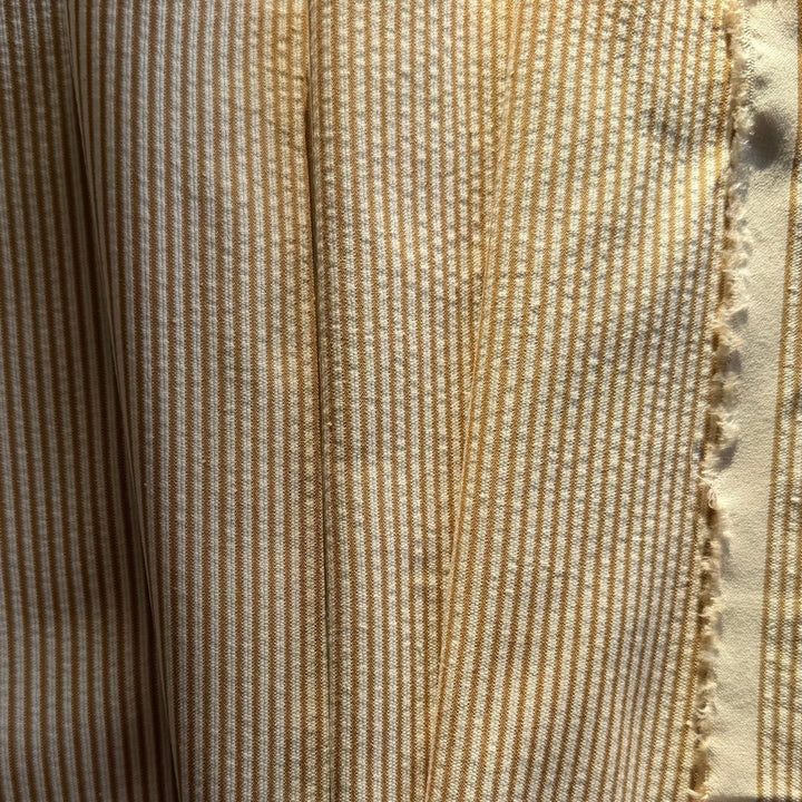 Summery Butterscotch Striped Cotton Seersucker