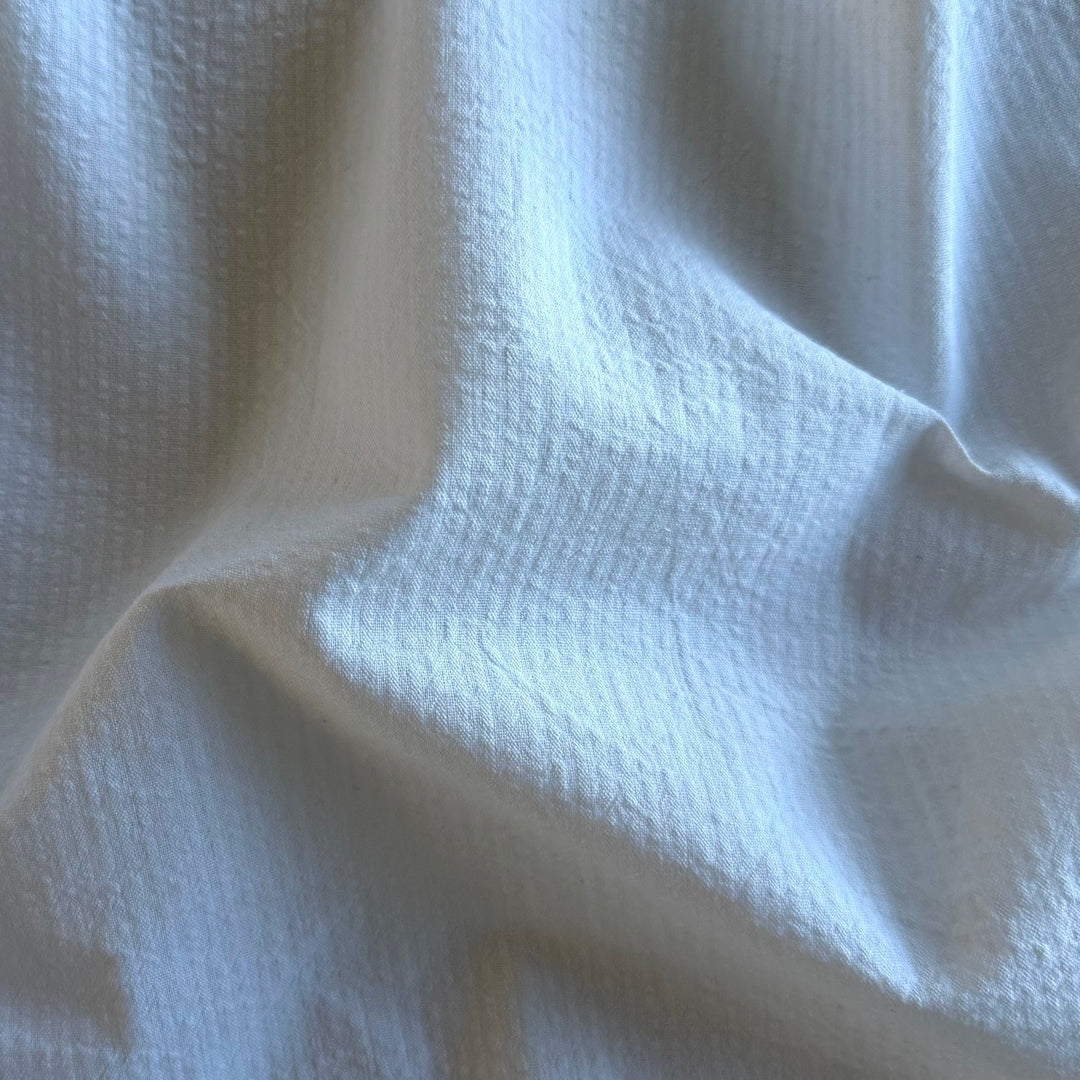 Airy Marshmallow White Cotton Seersucker