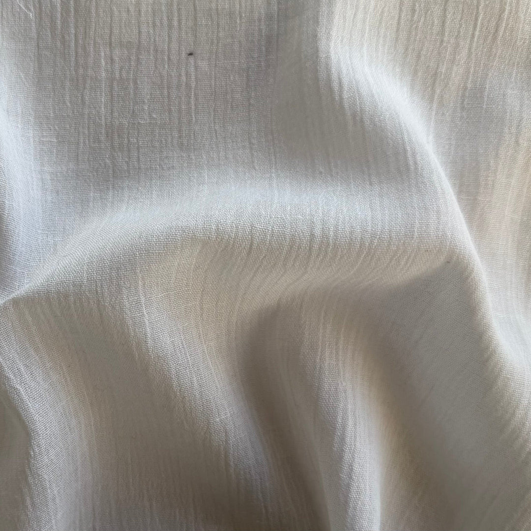 Semi-Sheer Summer Breeze White Crinkled Cotton Gauze
