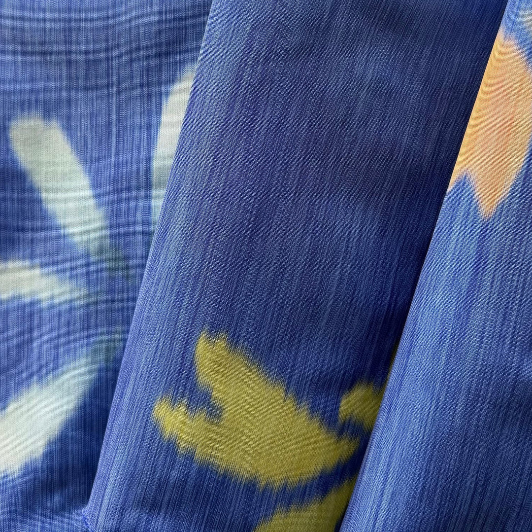 Spirited Abstract Shapes on Iris Crisp Polyester Taffeta