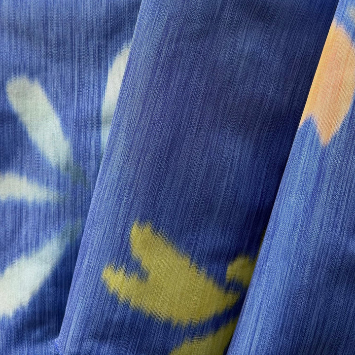 Spirited Abstract Shapes on Iris Crisp Polyester Taffeta