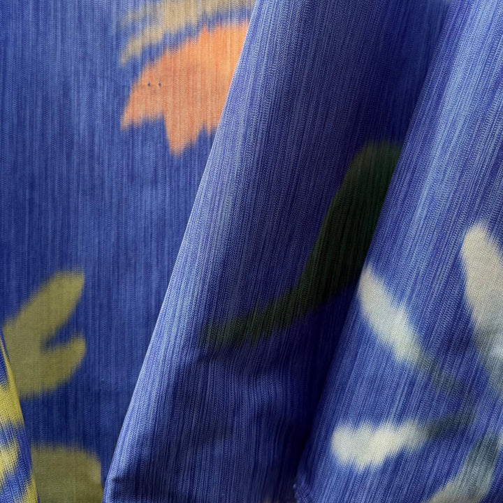 Spirited Abstract Shapes on Iris Crisp Polyester Taffeta