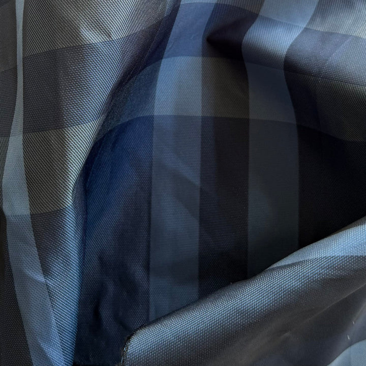 Lighter-Weight Large-Scale Stormy Blue Plaid Crinkled  Polyester Taffeta