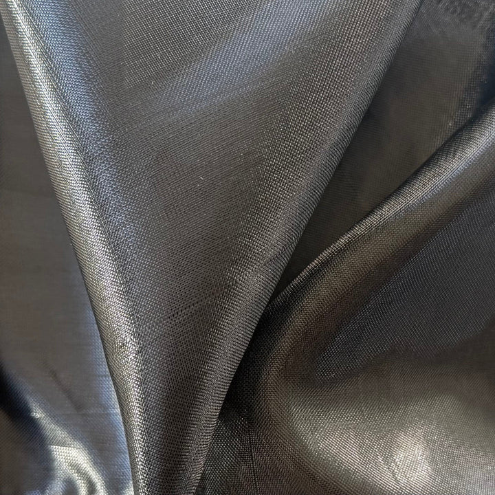 Semi-Sheer Onyx Black Soft Polyester & Lurex Lamé