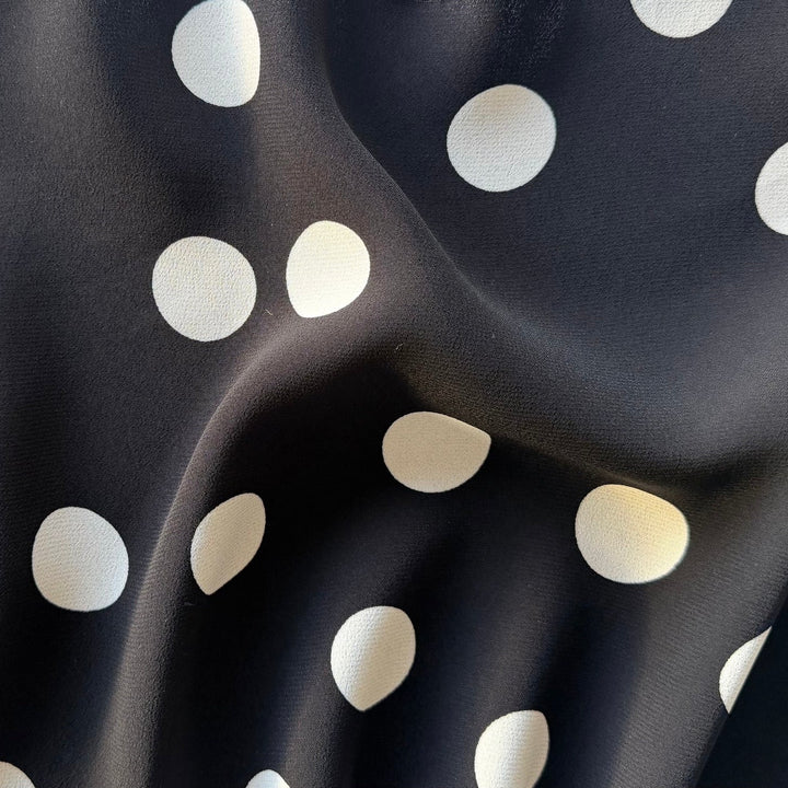 High-End Classic Full Moon Dots Reversible Rayon Viscose Crepe Back Satin (Made in Italy)