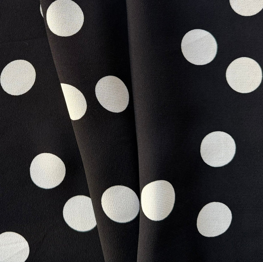High-End Classic Full Moon Dots Reversible Rayon Viscose Crepe Back Satin (Made in Italy)