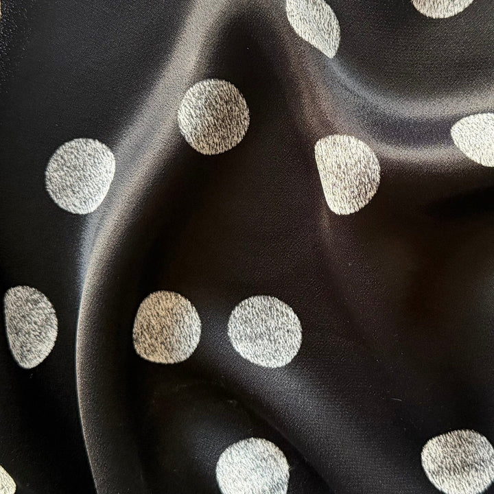 High-End Classic Full Moon Dots Reversible Rayon Viscose Crepe Back Satin (Made in Italy)