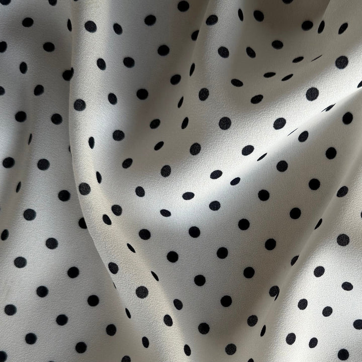 Breezy Black & White Dotted Polyester Georgette