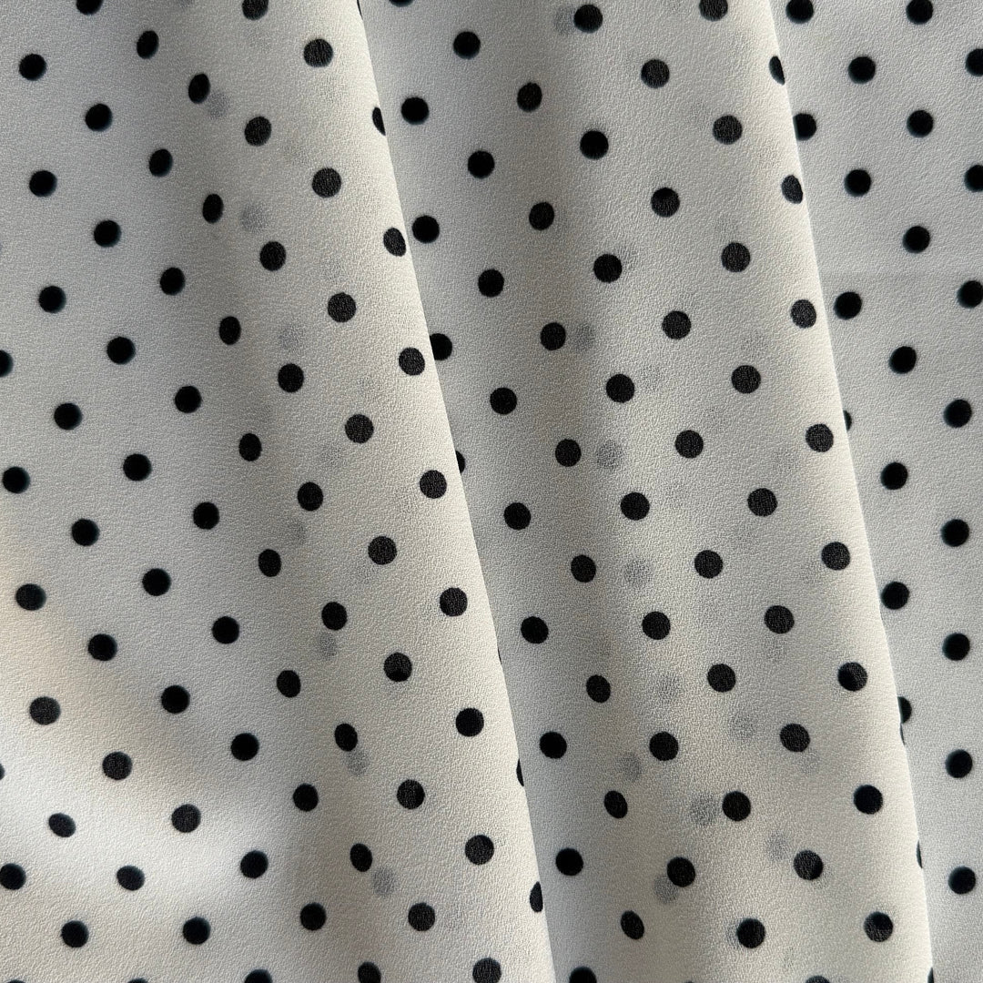 Breezy Black & White Dotted Polyester Georgette