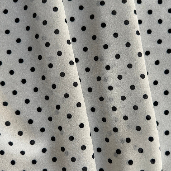 Breezy Black & White Dotted Polyester Georgette