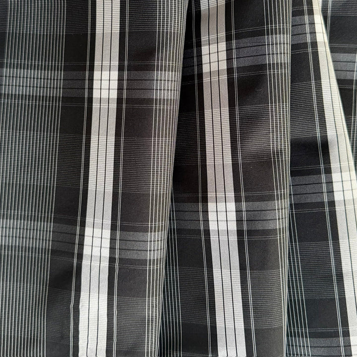 Handsome Onyx & Cloud Plaid Polyester Taffeta