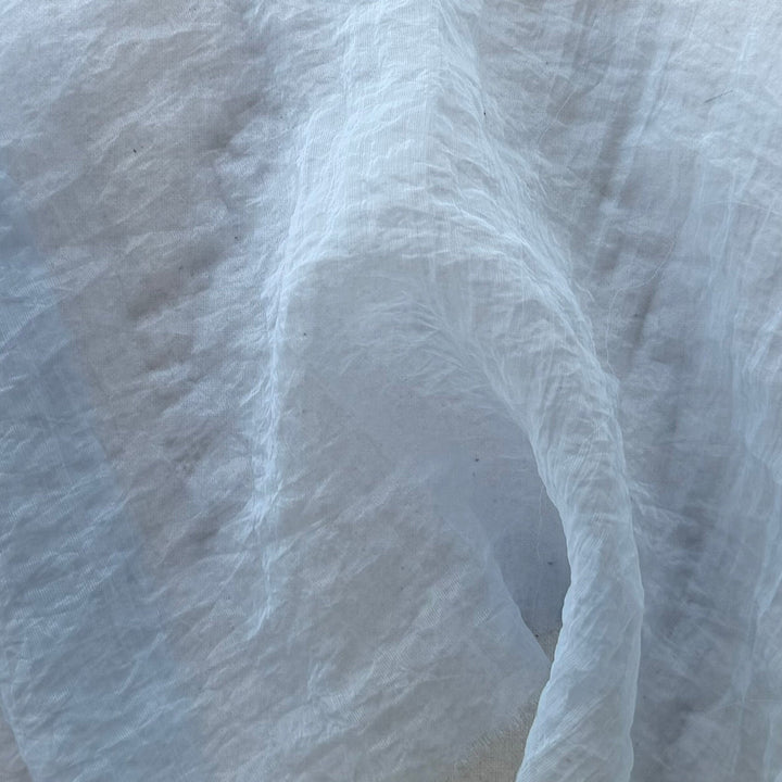 Sheer Cornflower Blue Crinkled Polyamide Organza (Made in Italy)