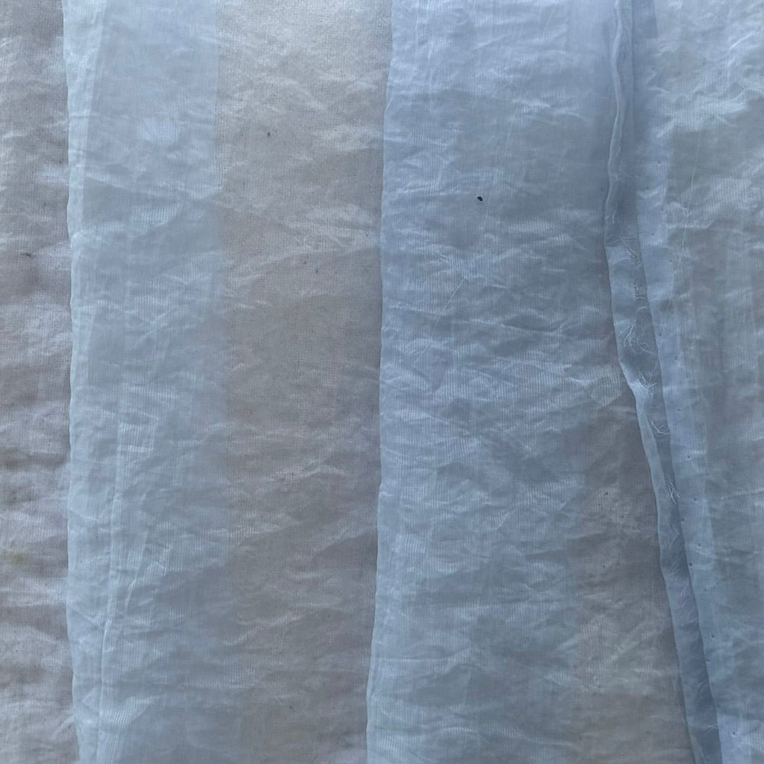 Sheer Cornflower Blue Crinkled Polyamide Organza (Made in Italy)