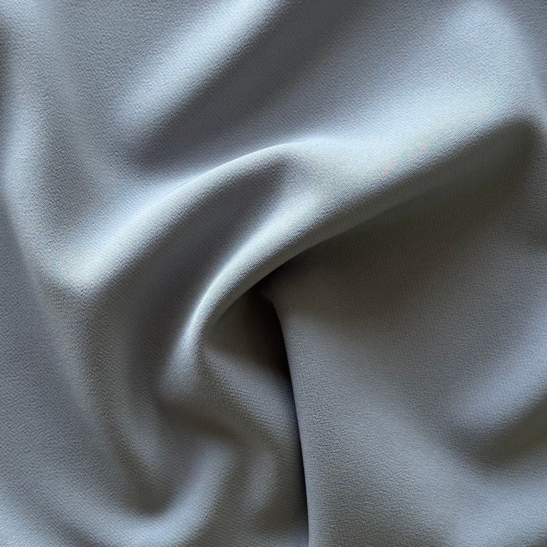 Mid-Weight Dove Blue-Grey Matt Stretch Polyester Crepe Twill