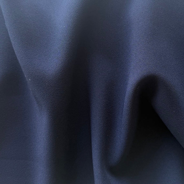 Mid-Weight Vibrant Navy Matt Stretch Polyester Crepe Twill