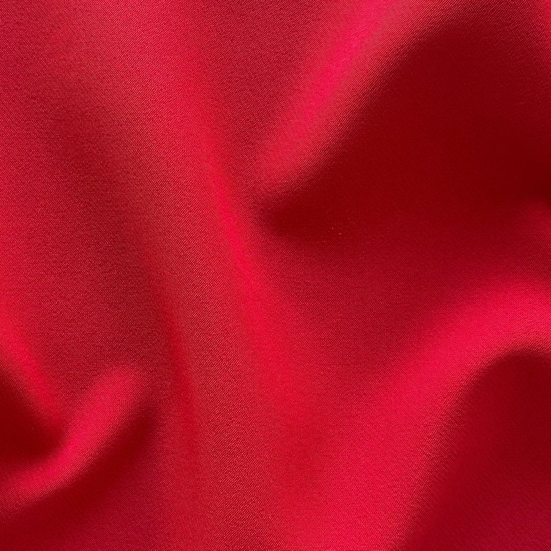 Mid-Weight Lipstick Red Matt Stretch Polyester Crepe Twill
