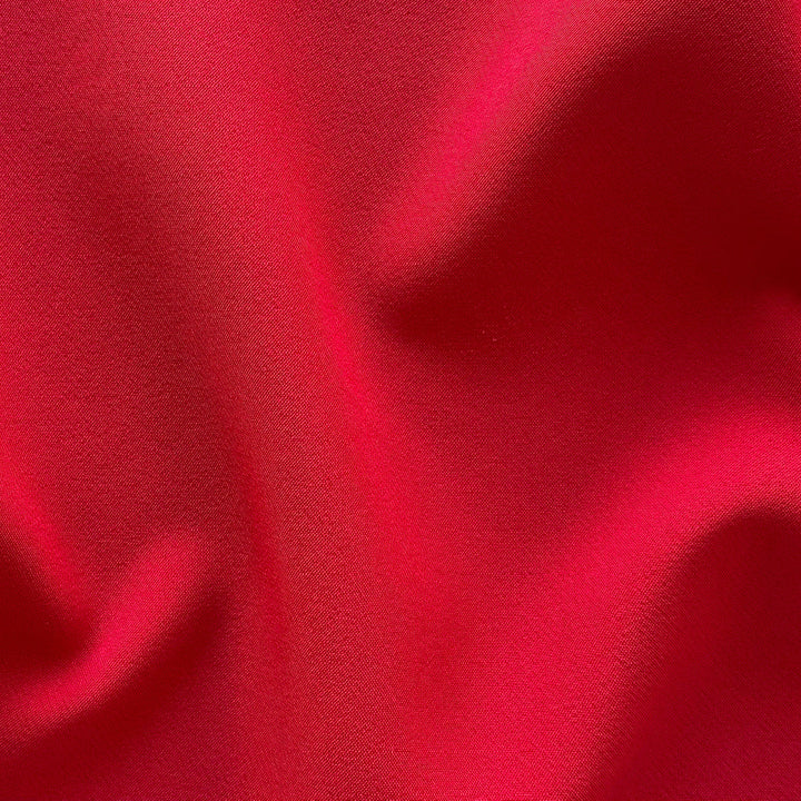 Mid-Weight Lipstick Red Matt Stretch Polyester Crepe Twill
