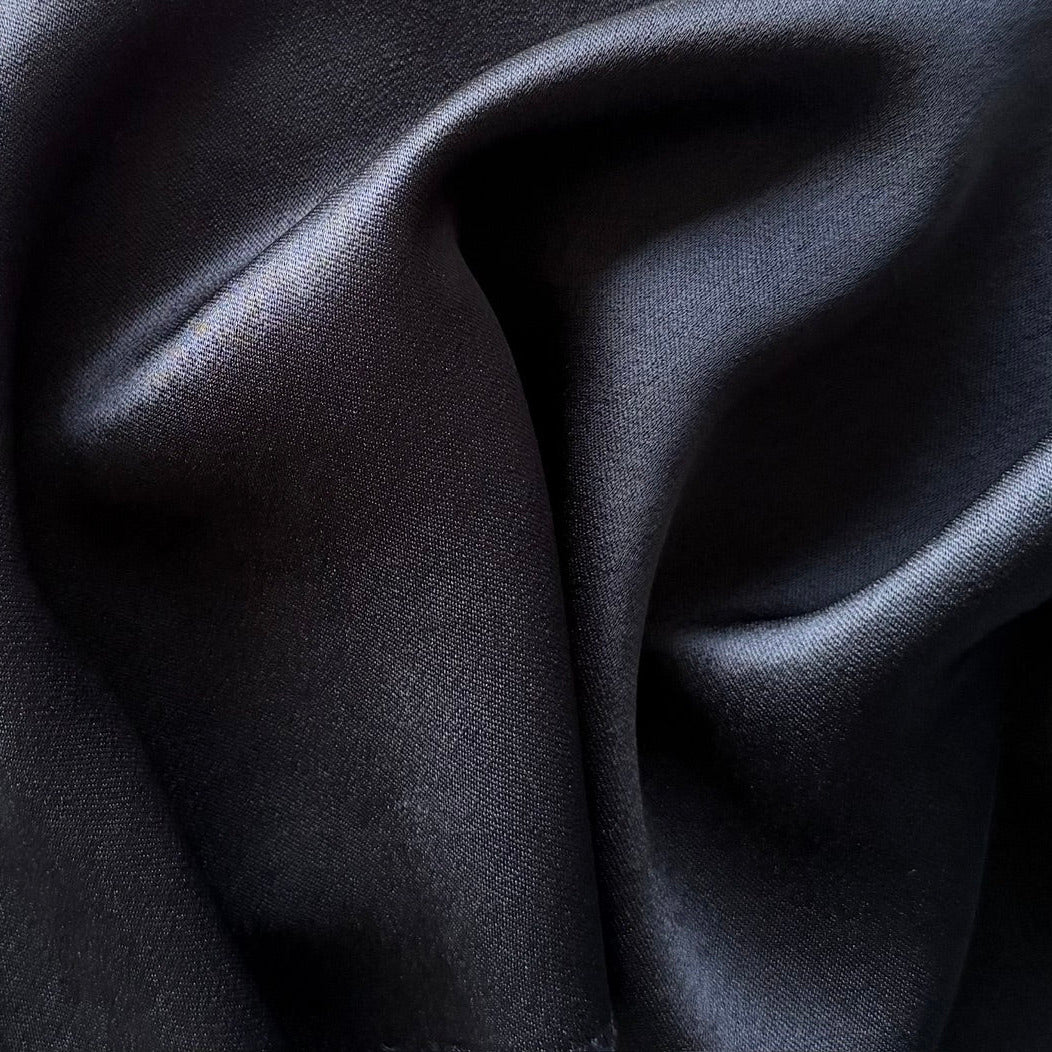Mid-Weight Midnight Navy Double-Sided Polyester Duchess Satin
