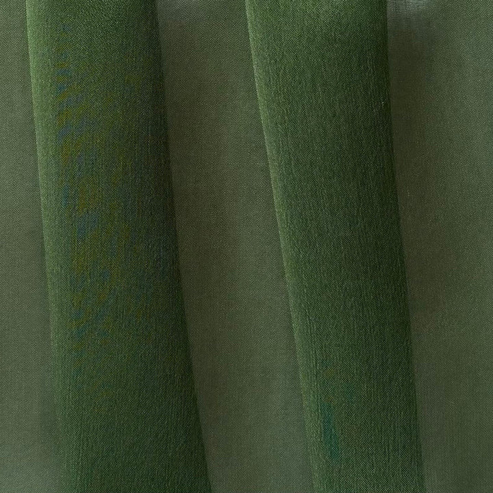 Semi-Sheer Bamboo Green Slightly Crinkled Two-Tone Polyester Chiffon