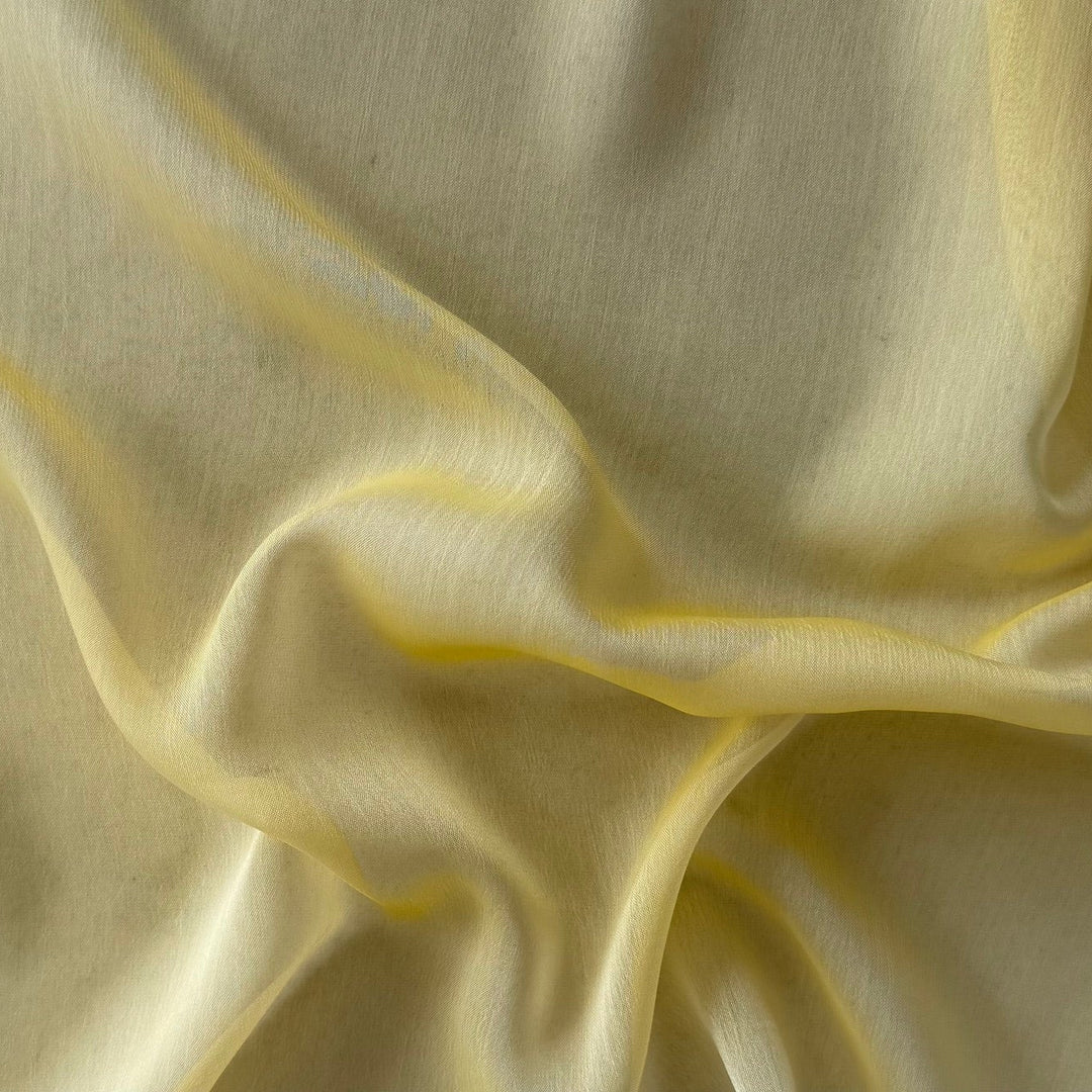 Semi-Sheer Cornsilk Yellow Slightly Crinkled Two-Tone Polyester Chiffon