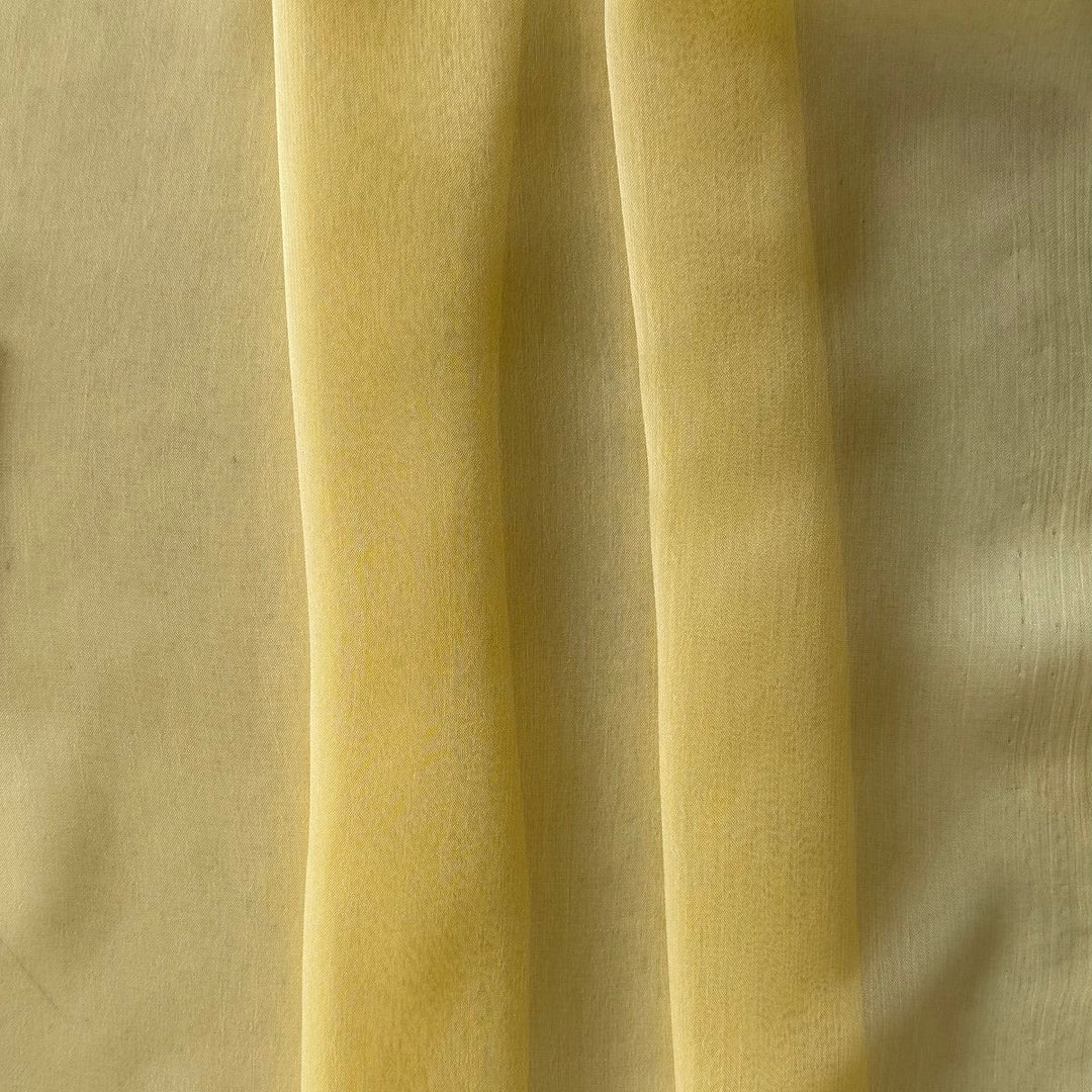 Semi-Sheer Cornsilk Yellow Slightly Crinkled Two-Tone Polyester Chiffon