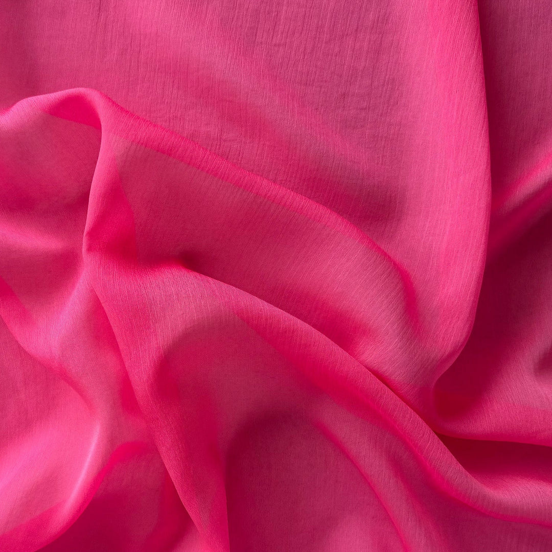 Semi-Sheer Shocking Pink Slightly Crinkled Two-Tone Polyester Chiffon