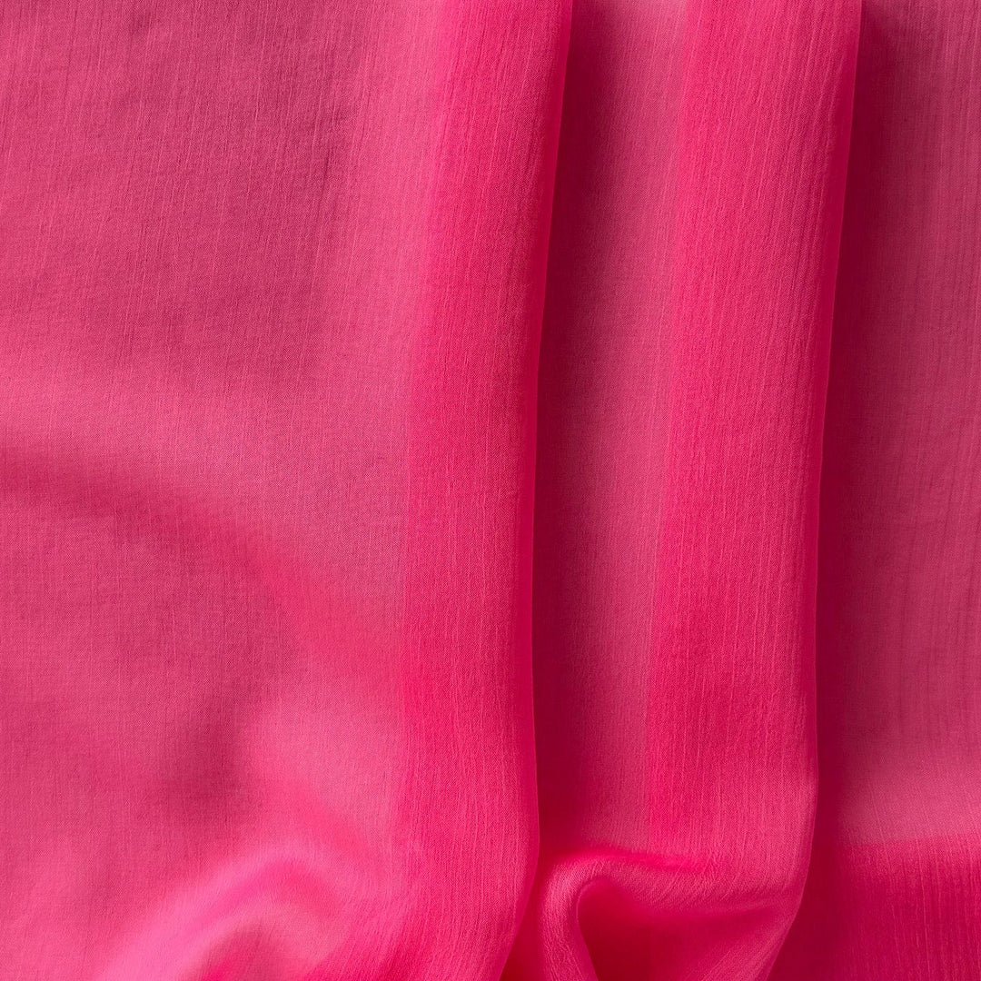 Semi-Sheer Shocking Pink Slightly Crinkled Two-Tone Polyester Chiffon