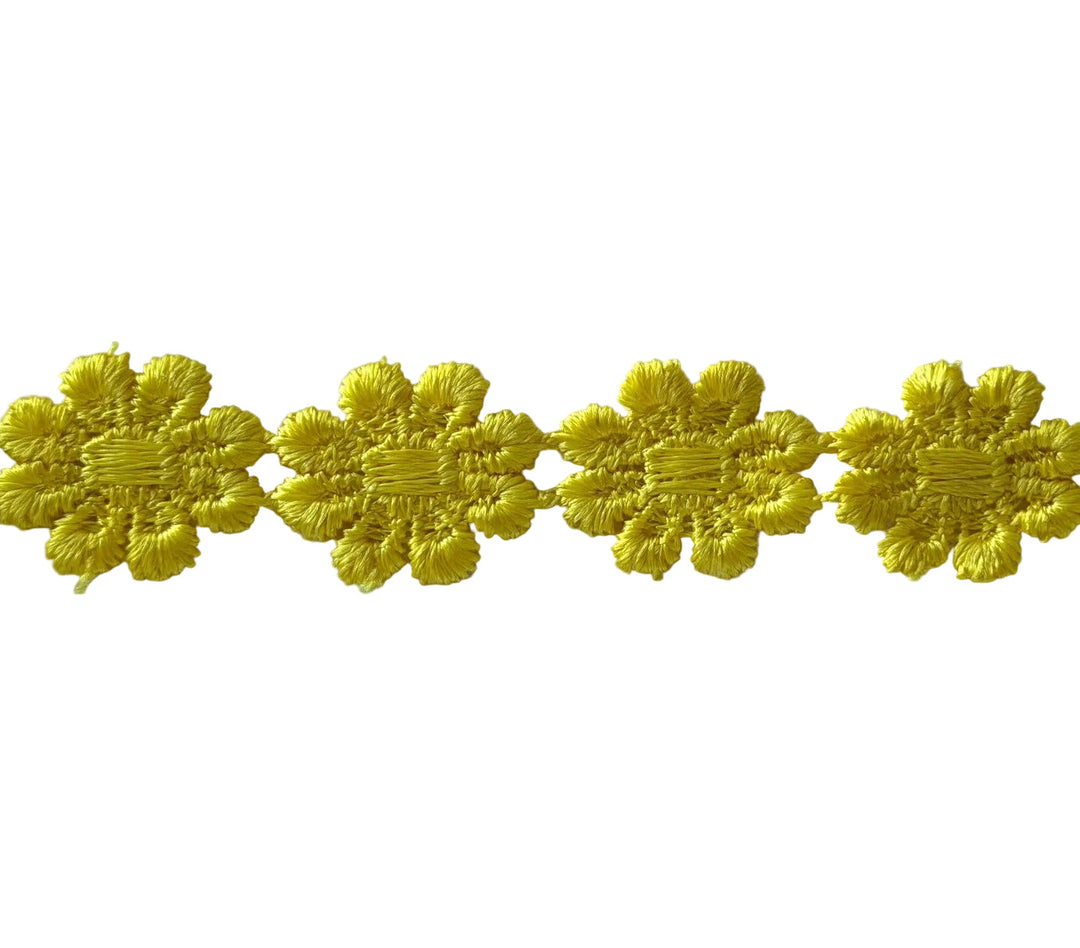 3/4"  Sunshine Yellow Flowers Venise Lace Trim (Made in England)