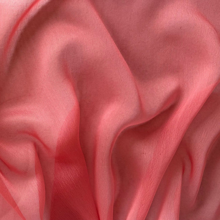 Semi-Sheer Salmon Slightly Crinkled Two-Tone Polyester Chiffon