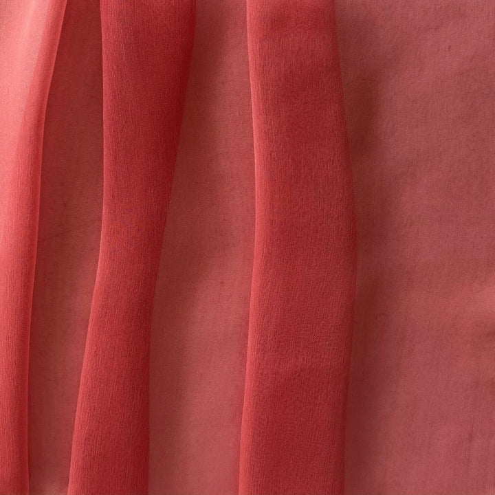 Semi-Sheer Salmon Slightly Crinkled Two-Tone Polyester Chiffon