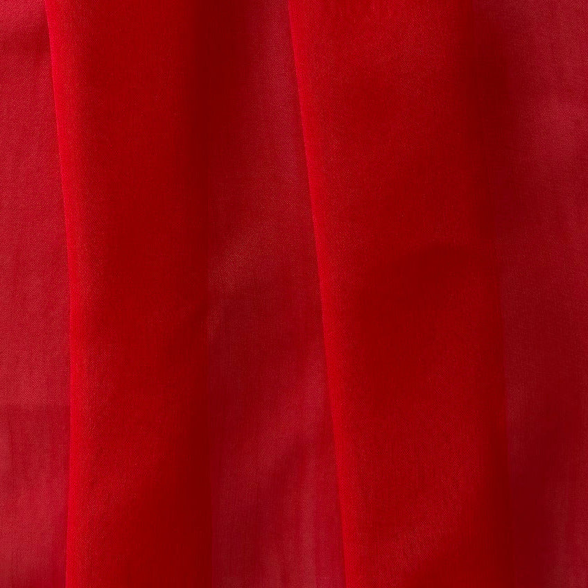 Semi-Sheer Fire Engine Red Slightly Crinkled Two-Tone Polyester Chiffon