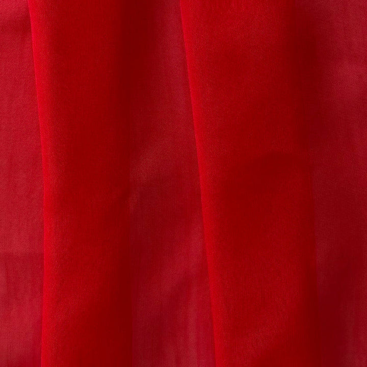 Semi-Sheer Fire Engine Red Slightly Crinkled Two-Tone Polyester Chiffon