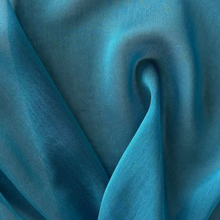 Semi-Sheer Intense Turquoise Slightly Crinkled Two-Tone Polyester Chiffon