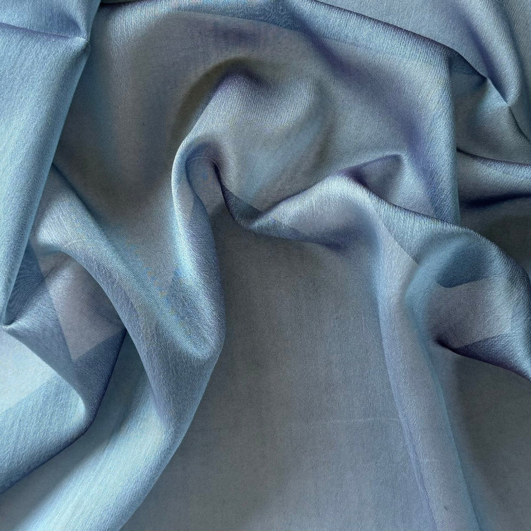 Semi-Sheer Antique Blue Slightly Crinkled Two-Tone Polyester Chiffon