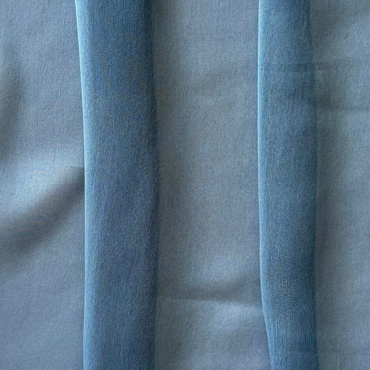 Semi-Sheer Antique Blue Slightly Crinkled Two-Tone Polyester Chiffon