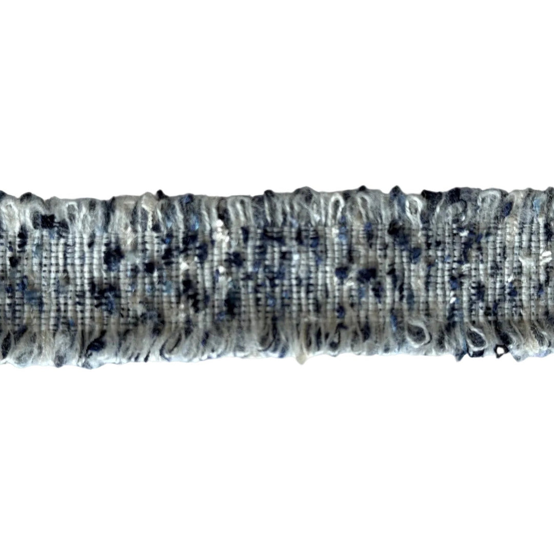 1 1/4" Tweedy Denim Blue Fringed Trim