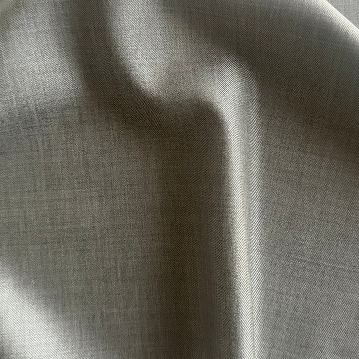 Lighter-Weight Luminous Pearl Grey Wool & Silk Twill (Made in Italy)