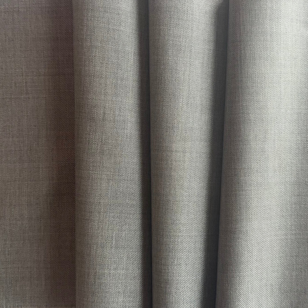 Lighter-Weight Luminous Pearl Grey Wool & Silk Twill (Made in Italy)