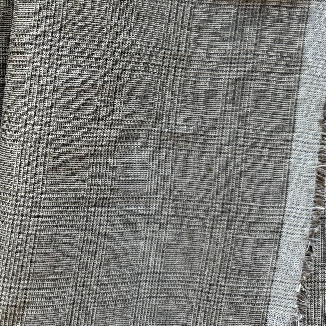 Mid-Weight Handsome Walnut & Off-White Glen Plaid Linen (Made in Italy)