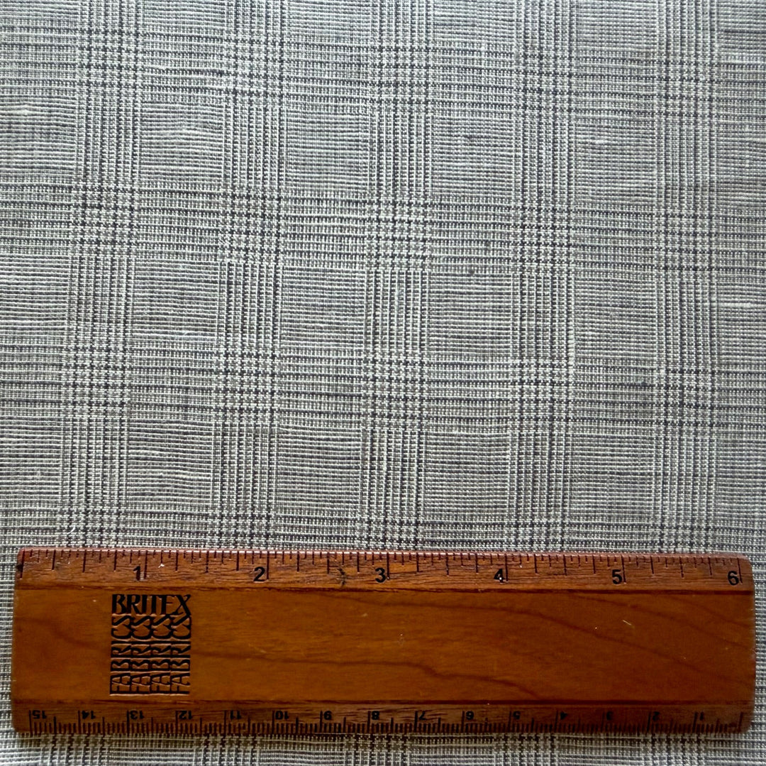 Mid-Weight Handsome Walnut & Off-White Glen Plaid Linen (Made in Italy)