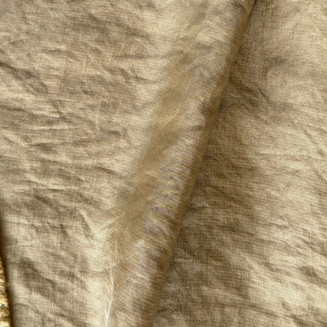 Unique Buttered Metallic Camel Crinkled Cotton Blend