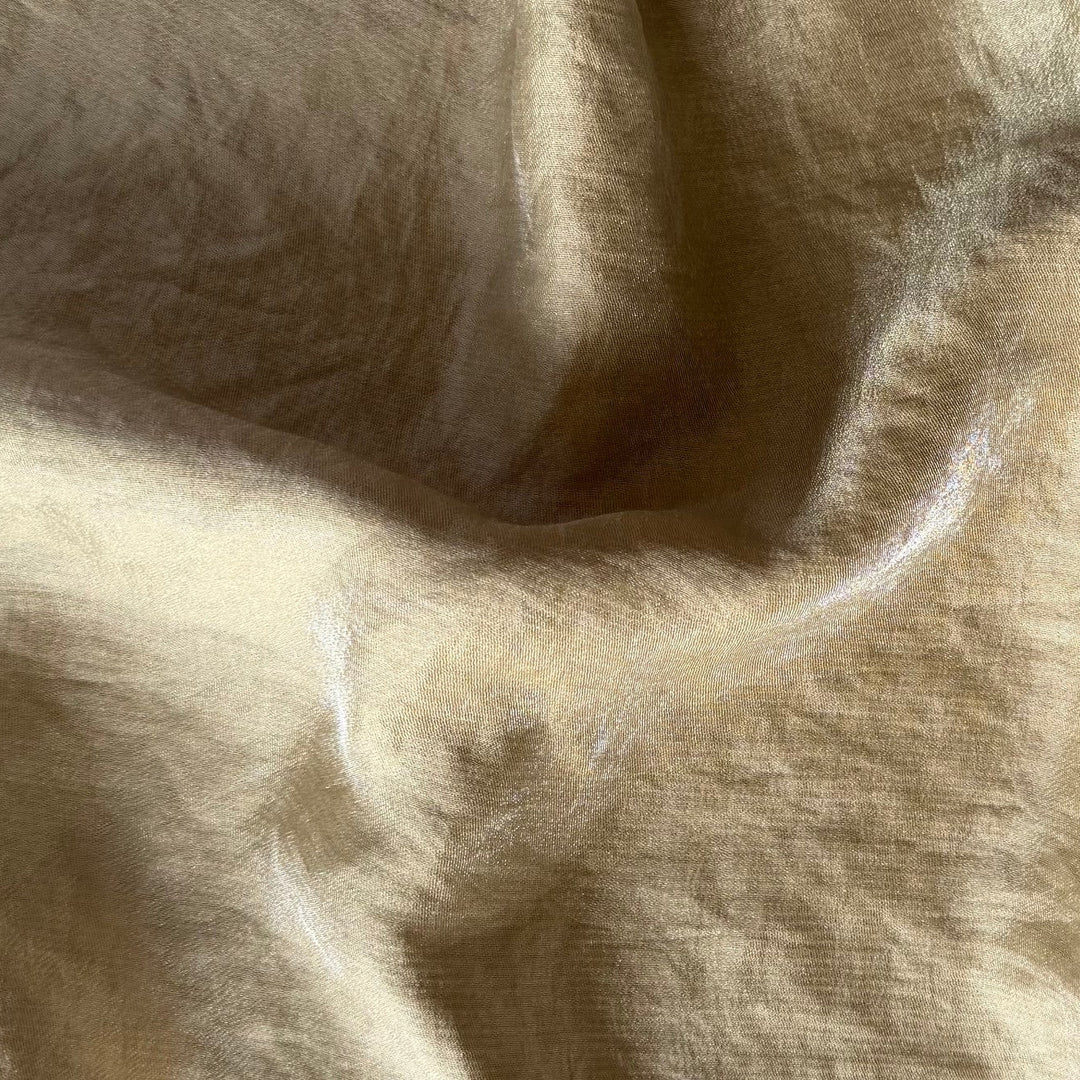 Unique Buttered Metallic Camel Crinkled Cotton Blend