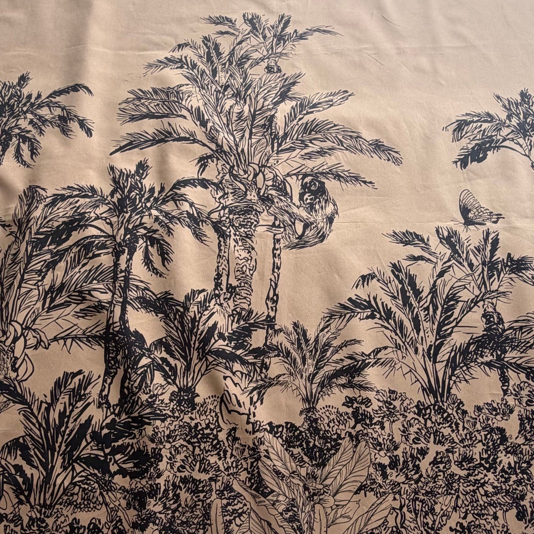 39" Border Panel - Couture Tropical Jungle in Coco Cotton Sateen (Made in Italy)