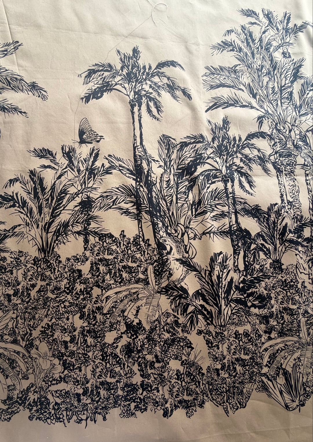 39" Border Panel - Couture Tropical Jungle in Coco Cotton Sateen (Made in Italy)