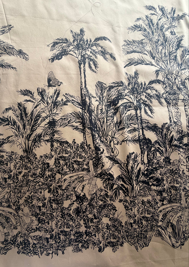 39" Border Panel - Couture Tropical Jungle in Coco Cotton Sateen (Made in Italy)