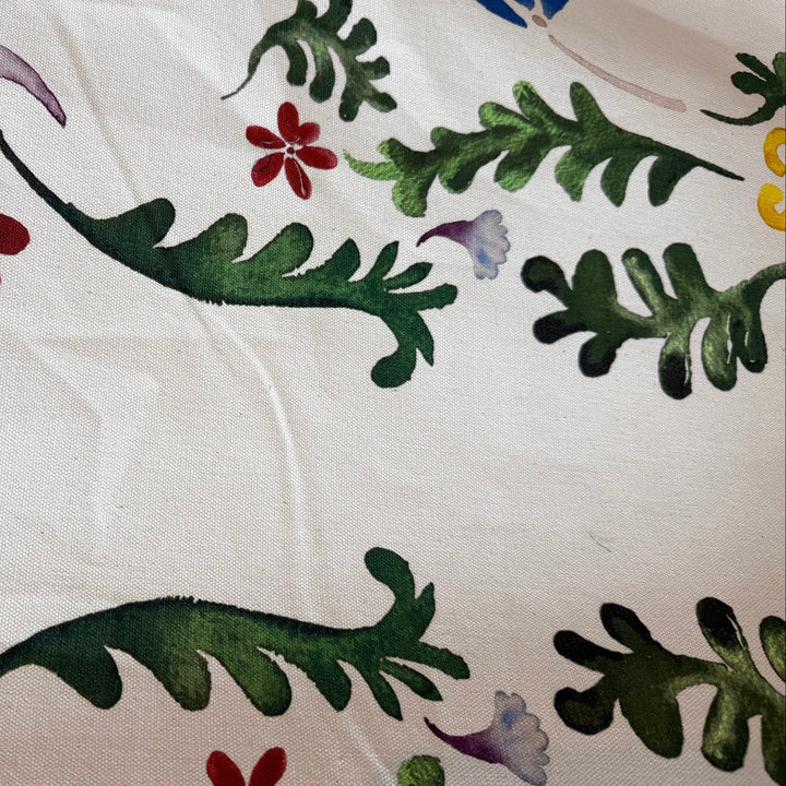 82" Panel - Exquisite Swirling Florals Hand Painted Cotton Canvas